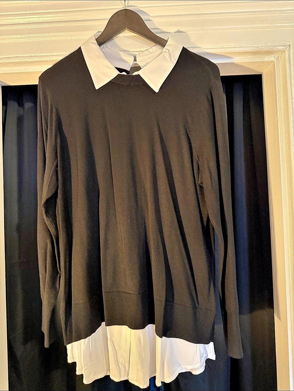 Torrid Collared 2Fer Sweater Black & White Layered Tunic Size 1